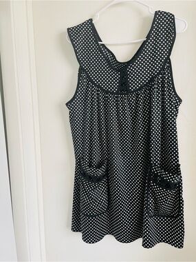 Black and White Polka Dot Sleeveless Tunic